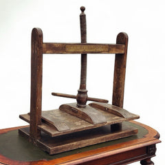 Antique Oak Book Press With Brass Plaque    "All Souls Library"