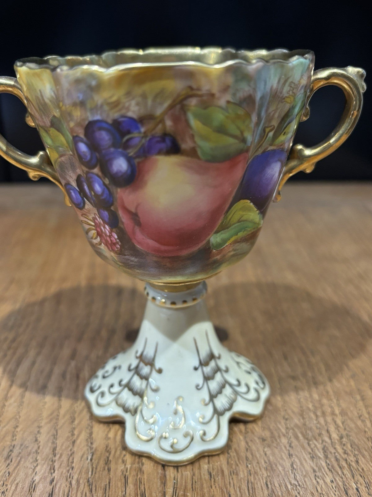 Aynsley Gold Orchard Fruit Cup,  Signed D Jones Bone China
