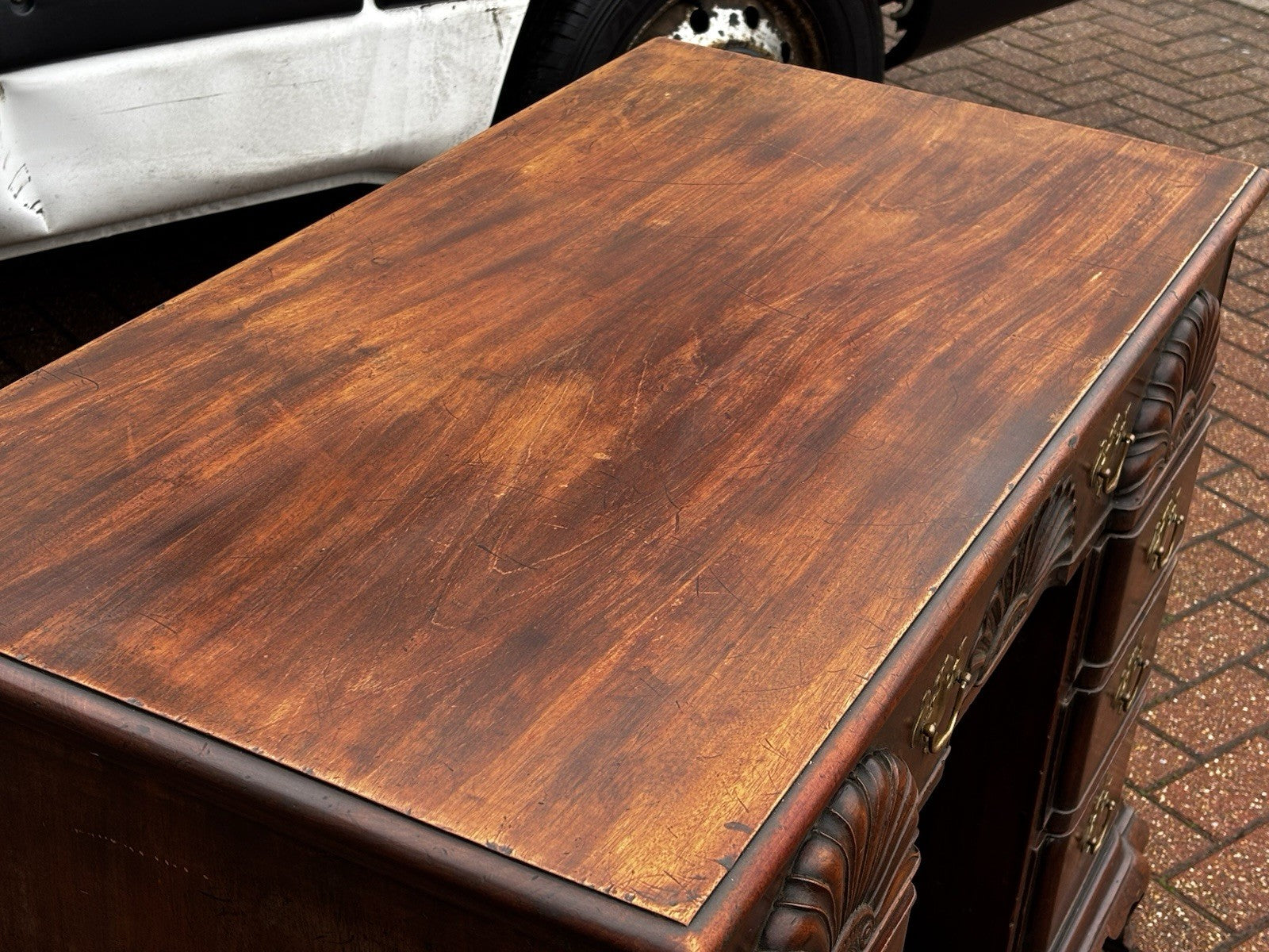 Antique Mahogany Rhode Island Desk, In The Style Of John Townsend.