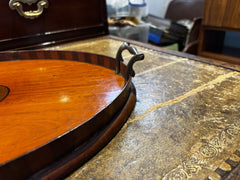 Antique Mahogany Drinks Tray With Marquetry Inlay To Centre.