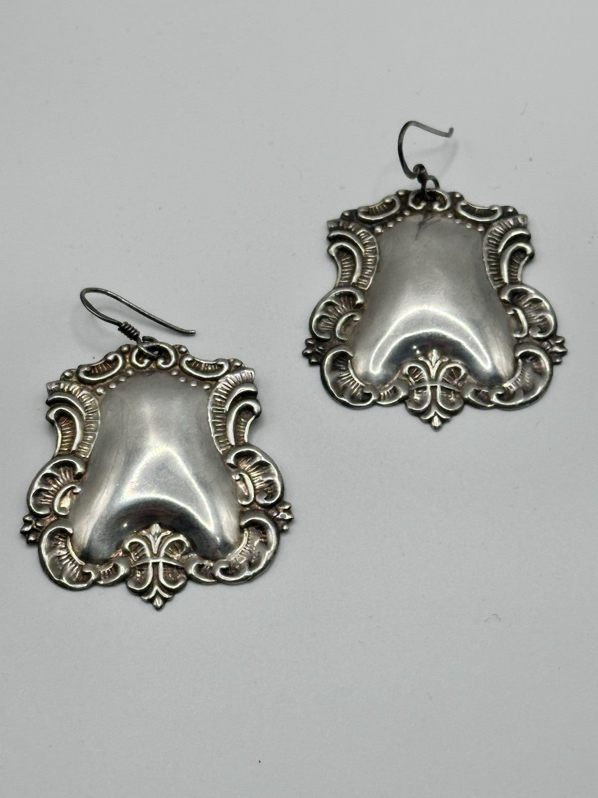 Art Nouveau Sterling Silver Drop Statement Earrings