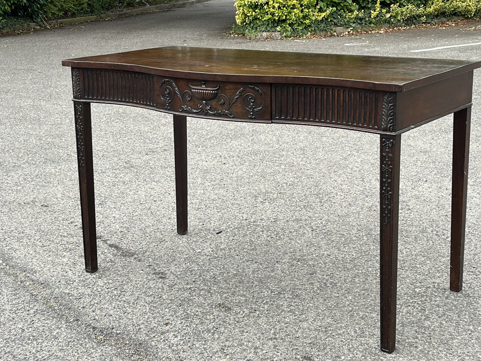 Adams Style Antique Mahogany Console Hall Table, Server. With Central Drawer.