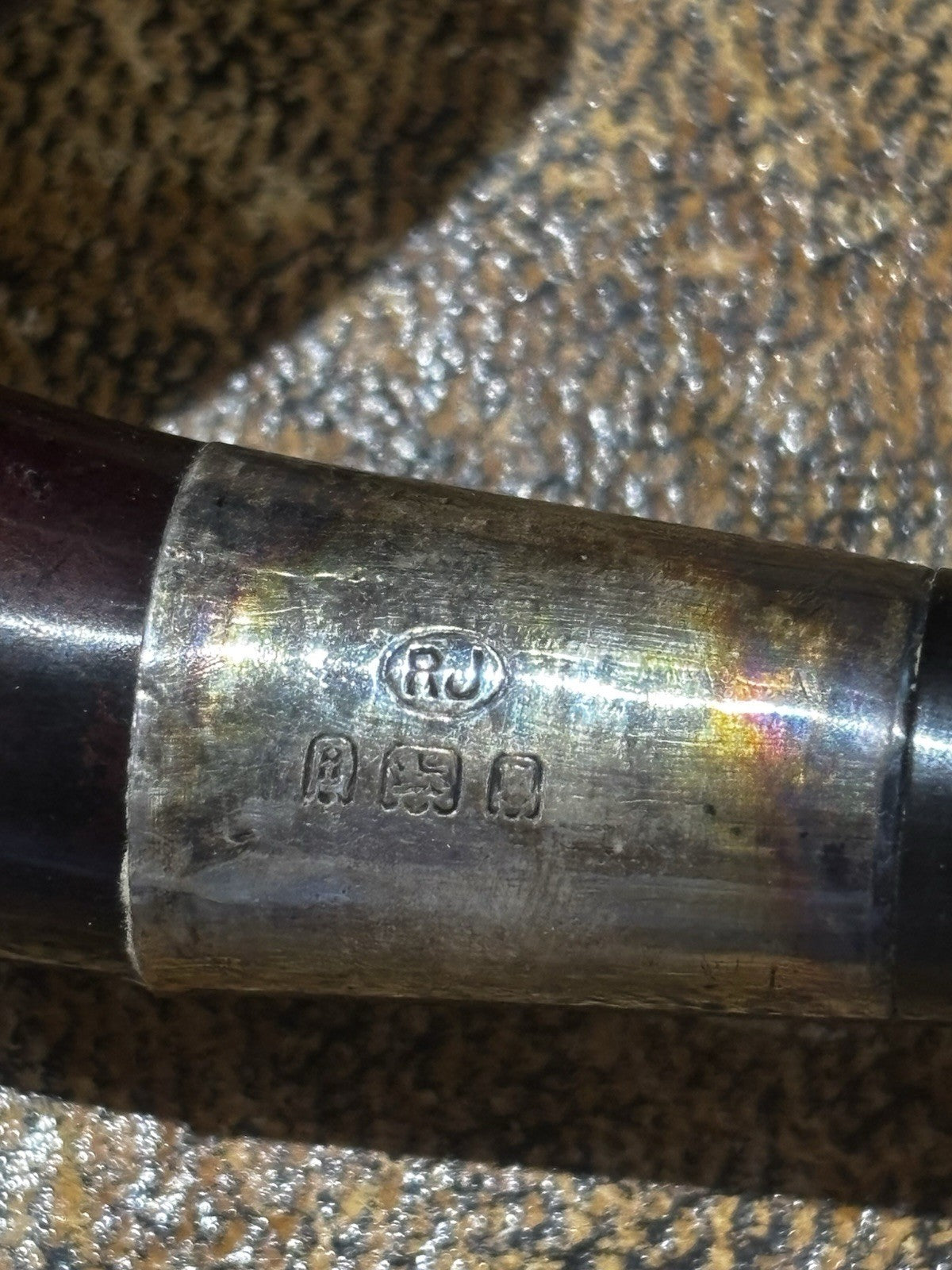 Antique Pipe with Silver Band In Original Box