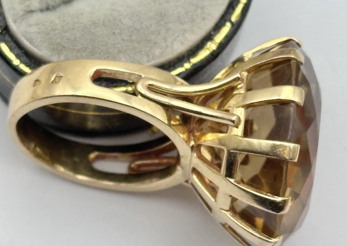 Antique French 18ct Gold Citrine Statement Ring 21.25g
