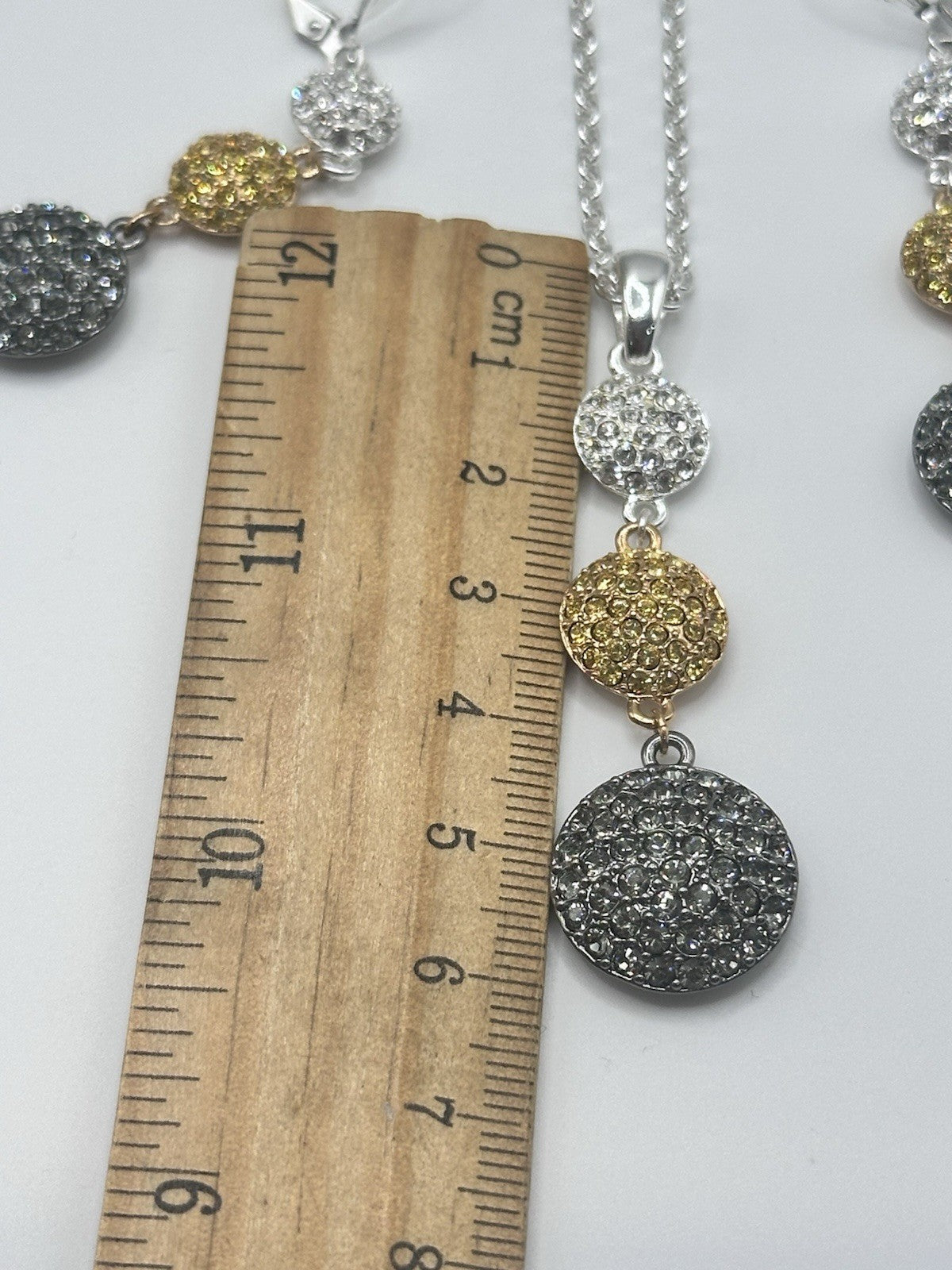 18ct Gold & Rhodium Plated Drop Necklace Earring Set Made With Swarovski Crystal