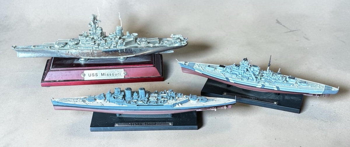 3 Battleships:- HMS Hood, USS Missouri & The Bismark