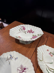 Antique Botanical Centre Piece And 2 Serving Dishes
