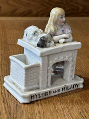 Antique Porcelain Match Holder And Striker