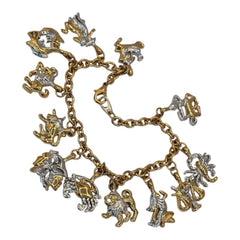 18ct Gold And Rhodium Plated Zodiac Charm Bracelet