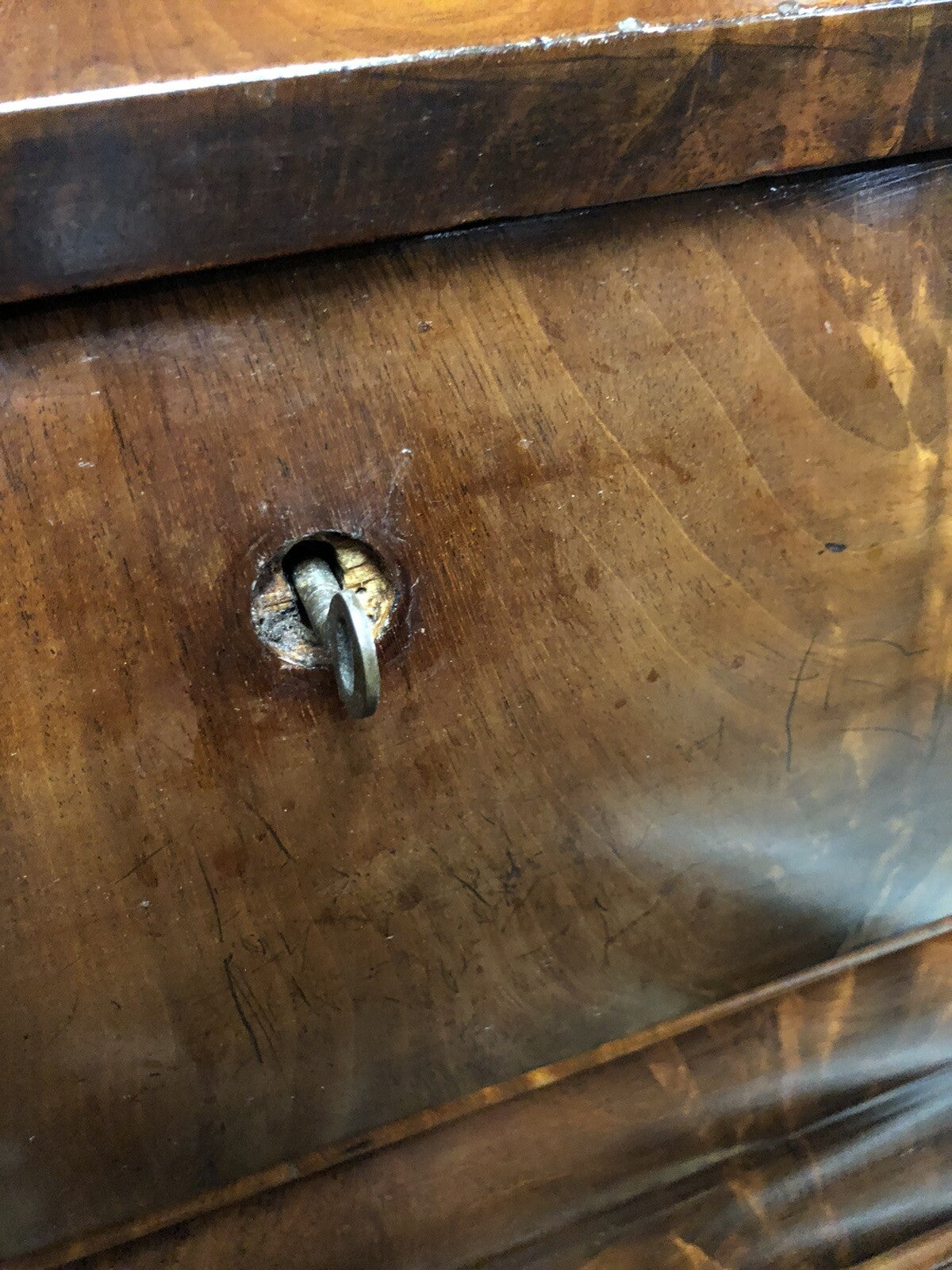 Antique Mahogany Biedermeier Chest Of Drawers, Flame Veneers. Circa 1860