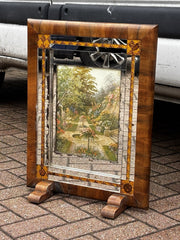 Art Deco Walnut And Glass Fire Screen