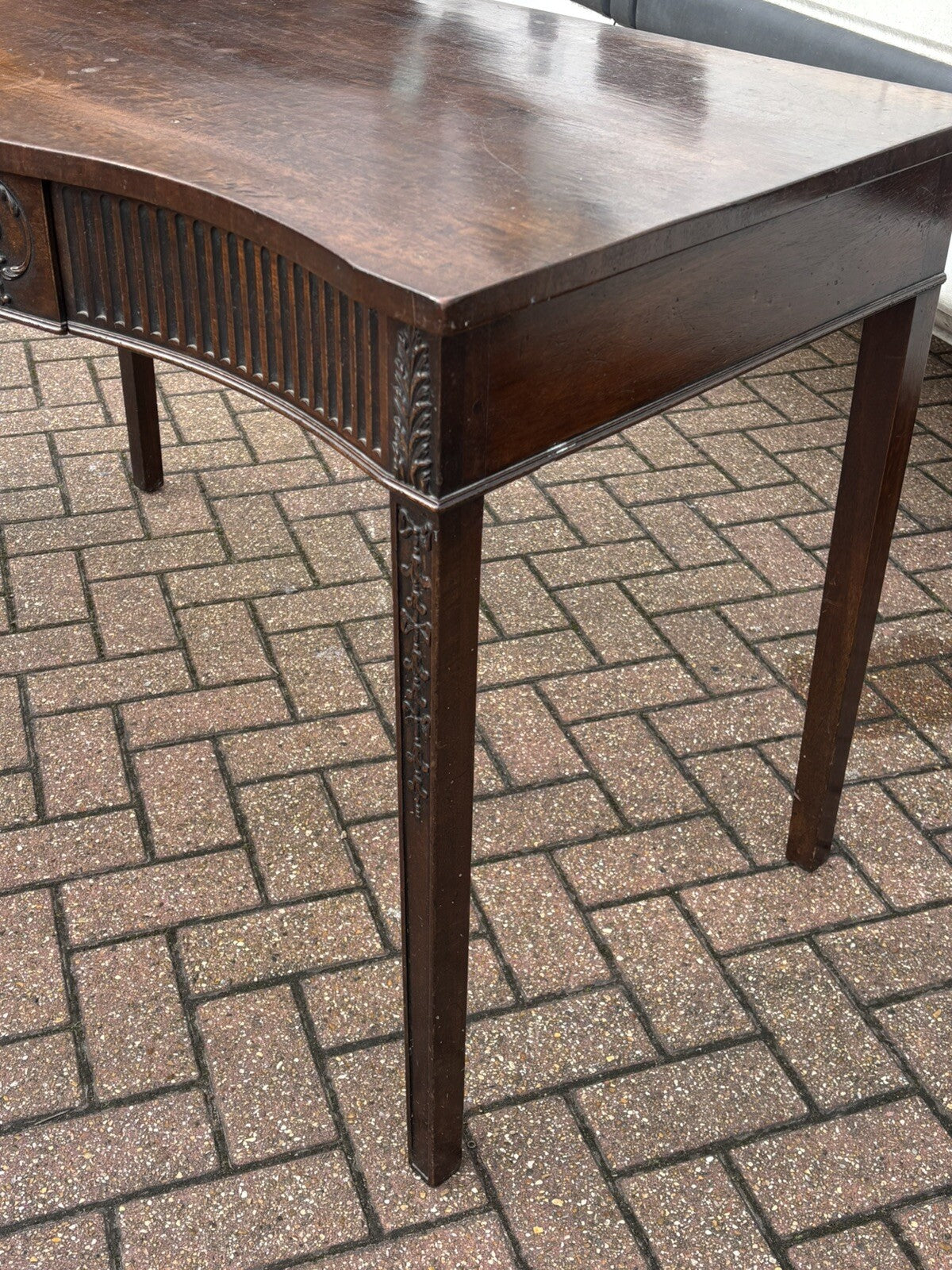 Adams Style Antique Mahogany Console Hall Table, Server. With Central Drawer.