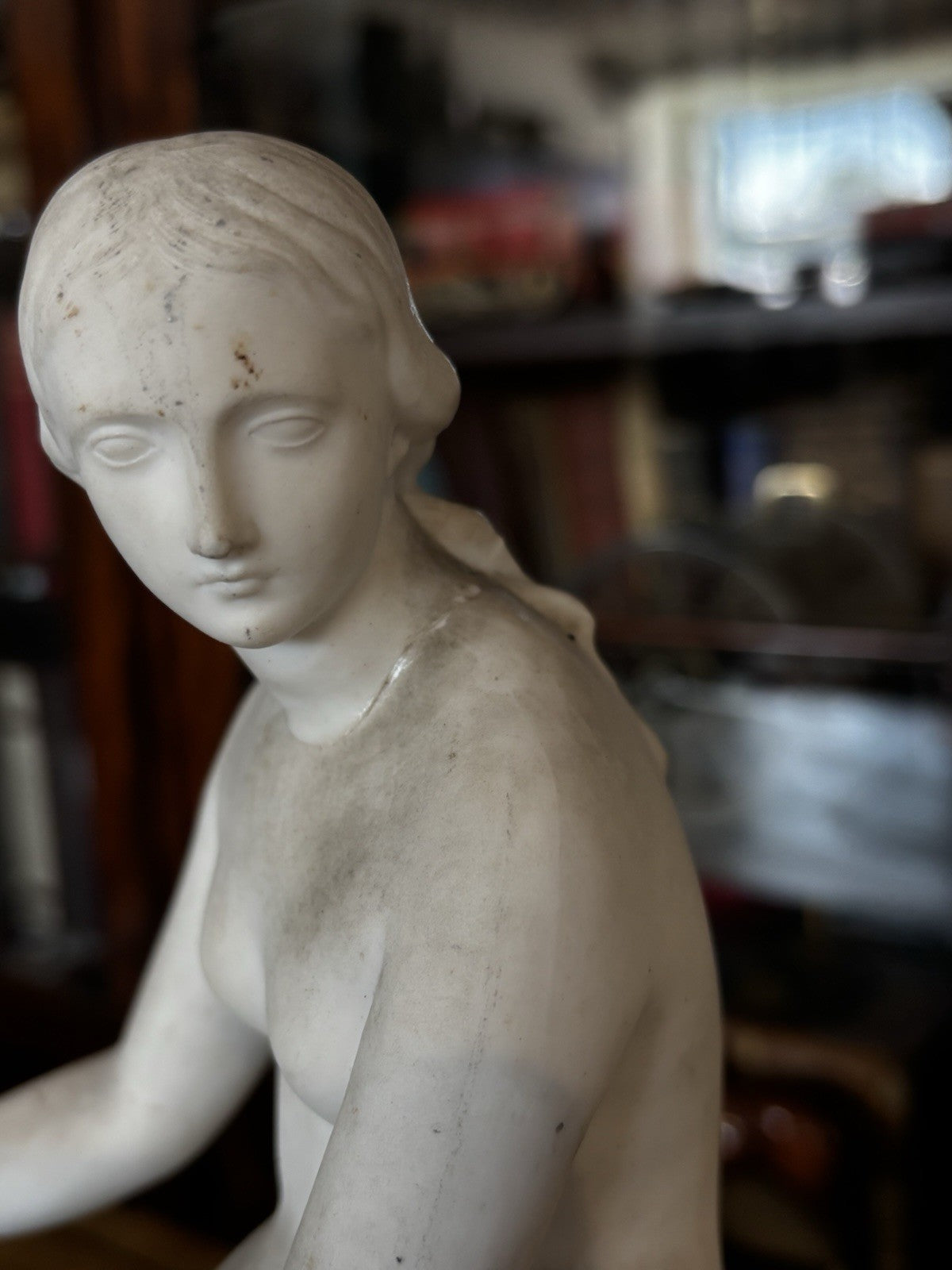 19th-century Parian porcelain figure titled "Una and the Lion Stamped John Bell