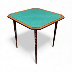 18thC Dutch Marquetry Games Table With Fold Over Lid & Baized Playing Area