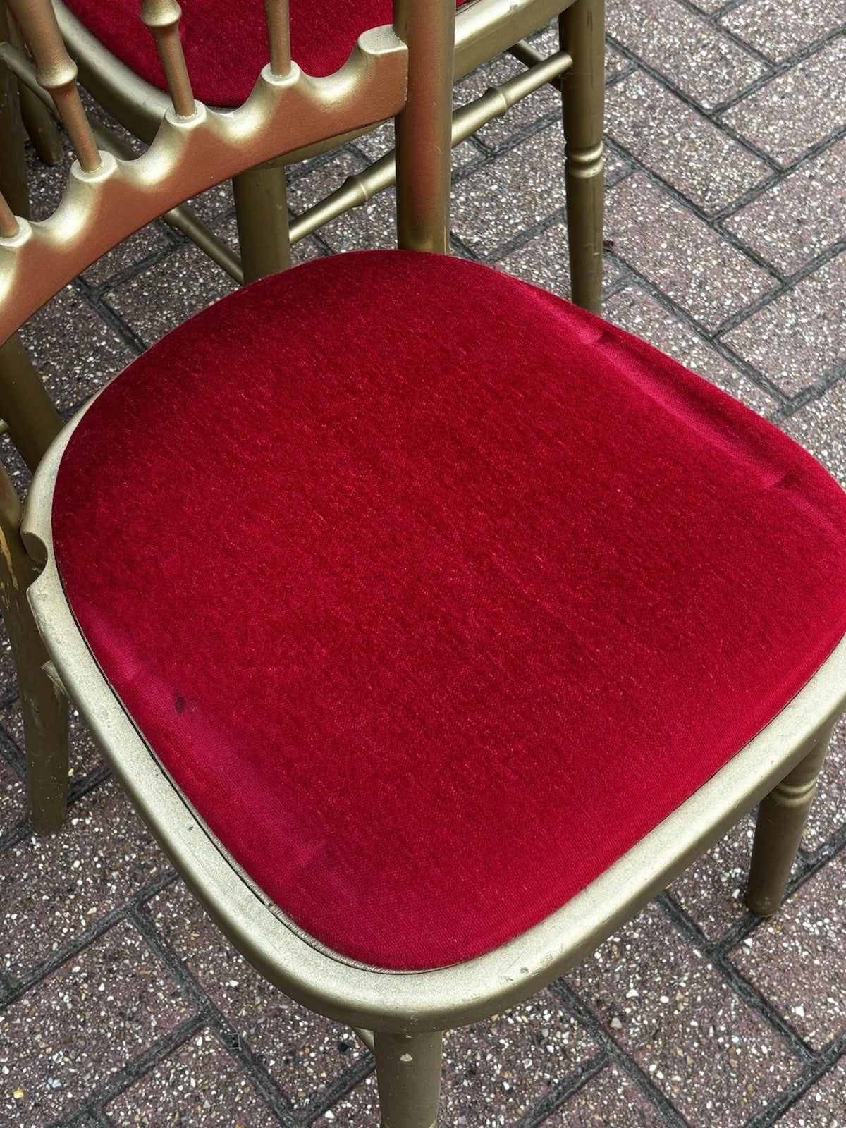 6 Cafe / Events Louis Style Gold Gilt Wooden And Upholstered Dining Chairs