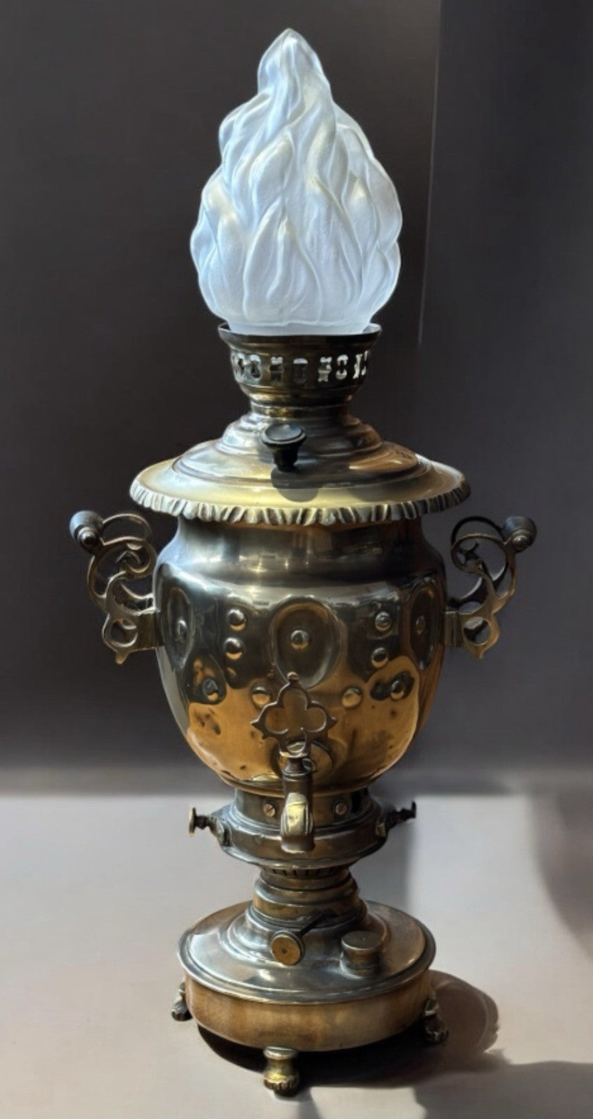 Antique Brass Oil Lamp Converted From An Old Samovar.