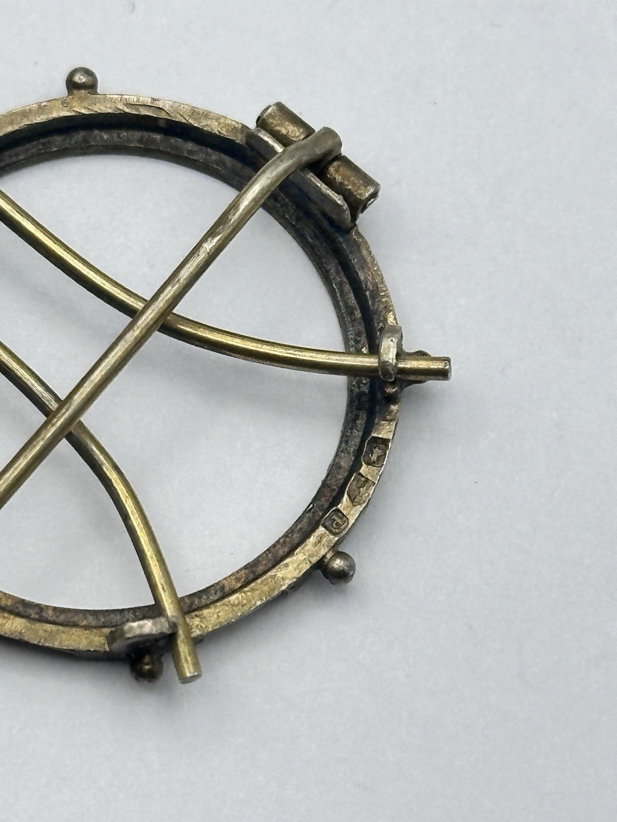 Antique Sterling Silver Gilt Miniature Frame Brooch