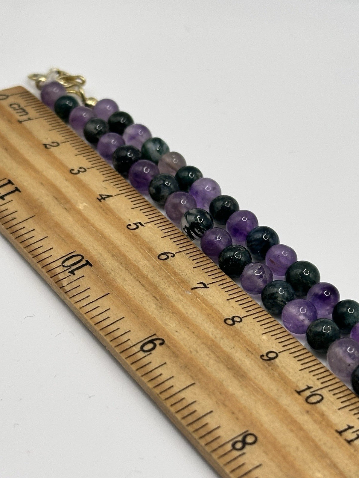 Amethyst And Moss Agate Beaded Necklace And Sterling Silver Earring Set