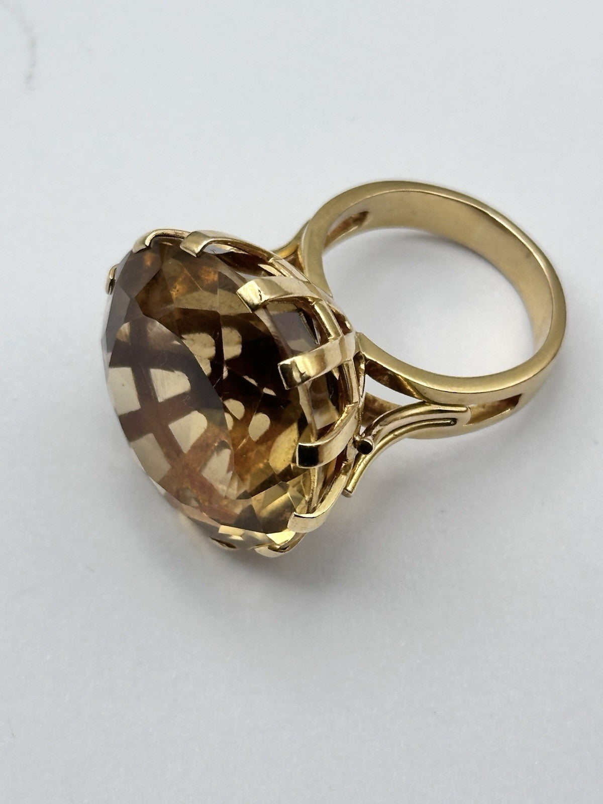 Antique French 18ct Gold Citrine Statement Ring 21.25g