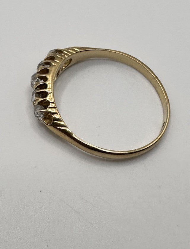 Antique 18ct Gold 5 Old Cut Diamond Ring