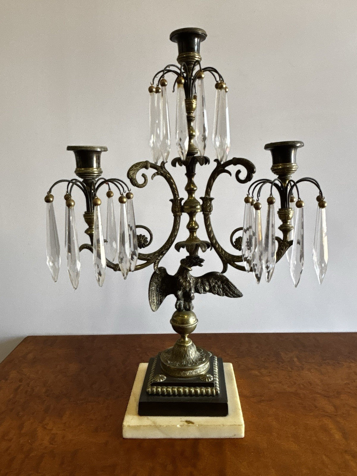 19th Century Gilt Bronze And Gold Gilt Candelabra, Decorated With Birds