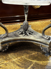 Antique Centrepiece Decorated With Ram Mask Mounts, & Foliage On Claw Feet.