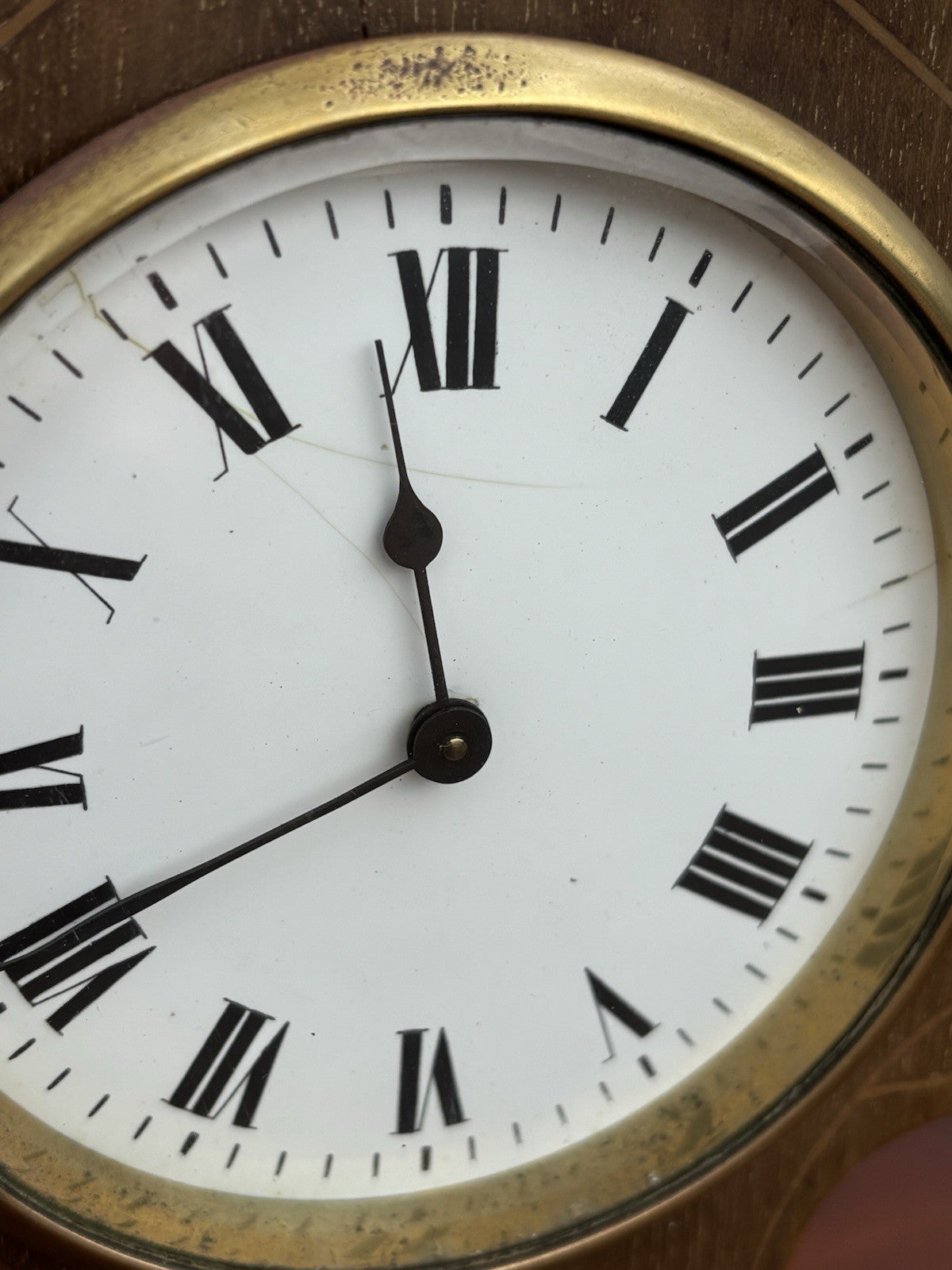 Art Nouveau Inlaid Mahogany Clock. Ticking Away Nicely, Comes With A Key.