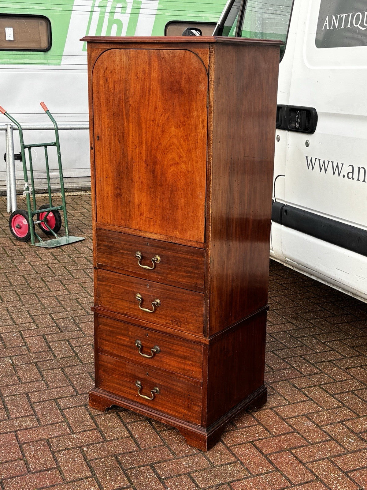 Antique Mahogany Housekeepers Cabinet / Small Linen Press.