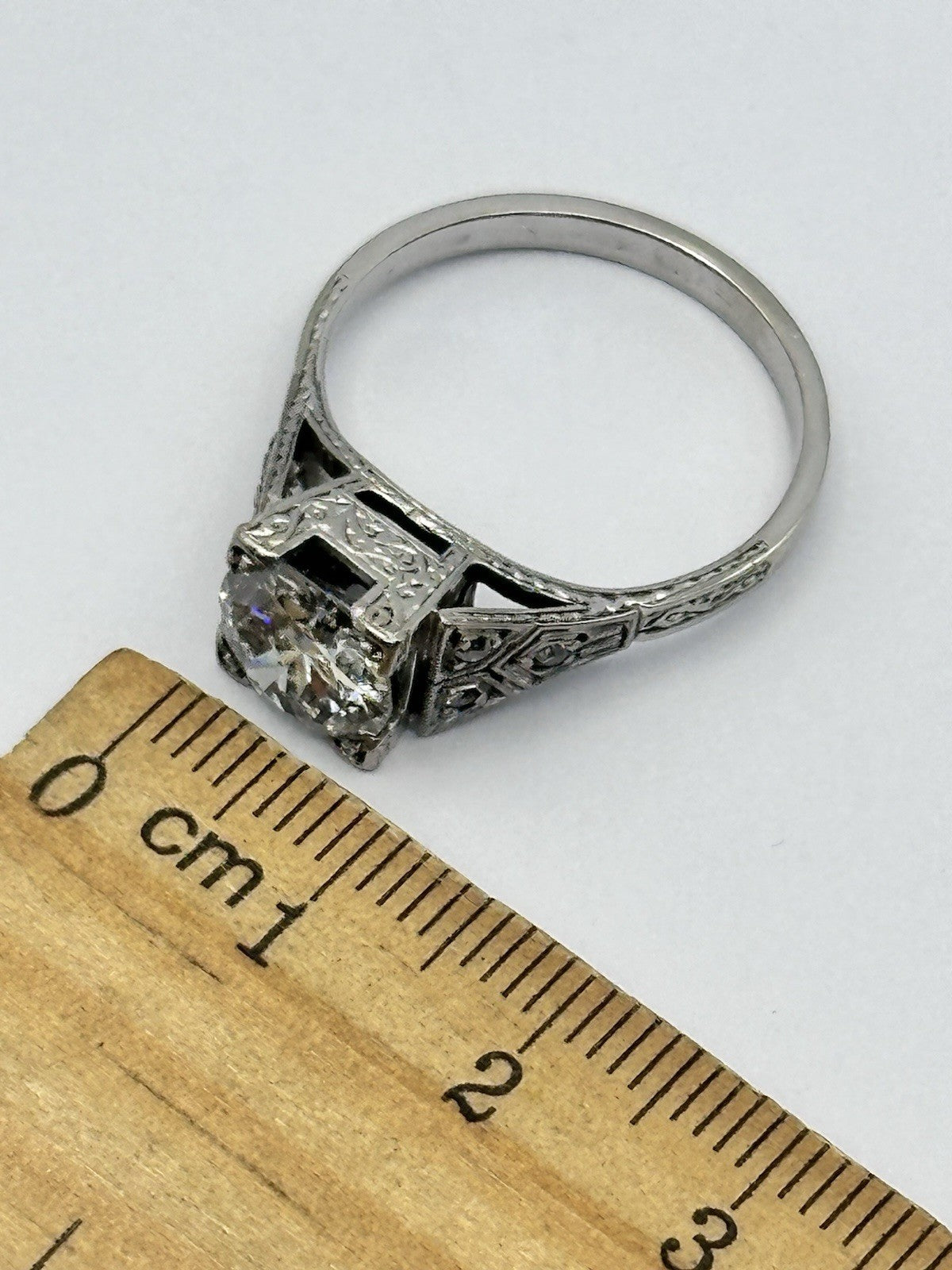Antique Deco 18ct White Gold 1 3/4 Carat Diamond Ring