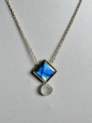 18k Gold Vermeil Plated 925 Silver Rainbow Labradorite Tourmaline Necklace