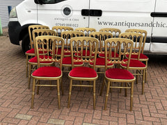 12 Cafe / Events Louis Style Gold Gilt Wooden And Upholstered Dining Chairs