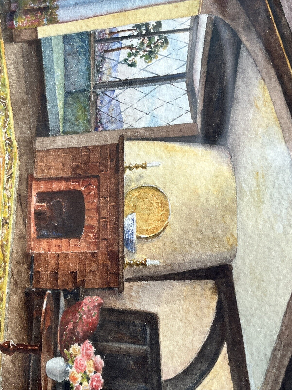 Architectural Watercolour Of A Lounge, Signed, M Bateman  & Dated.