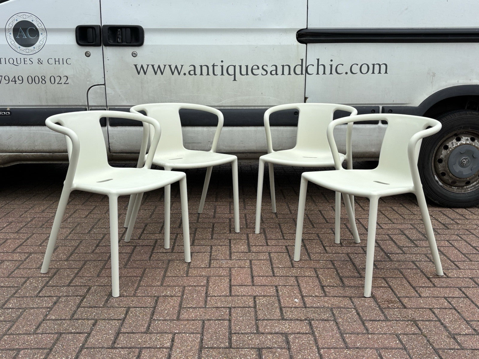 4 White Air Armchair Designer Chairs By Magis, Designed By Jasper Morrison