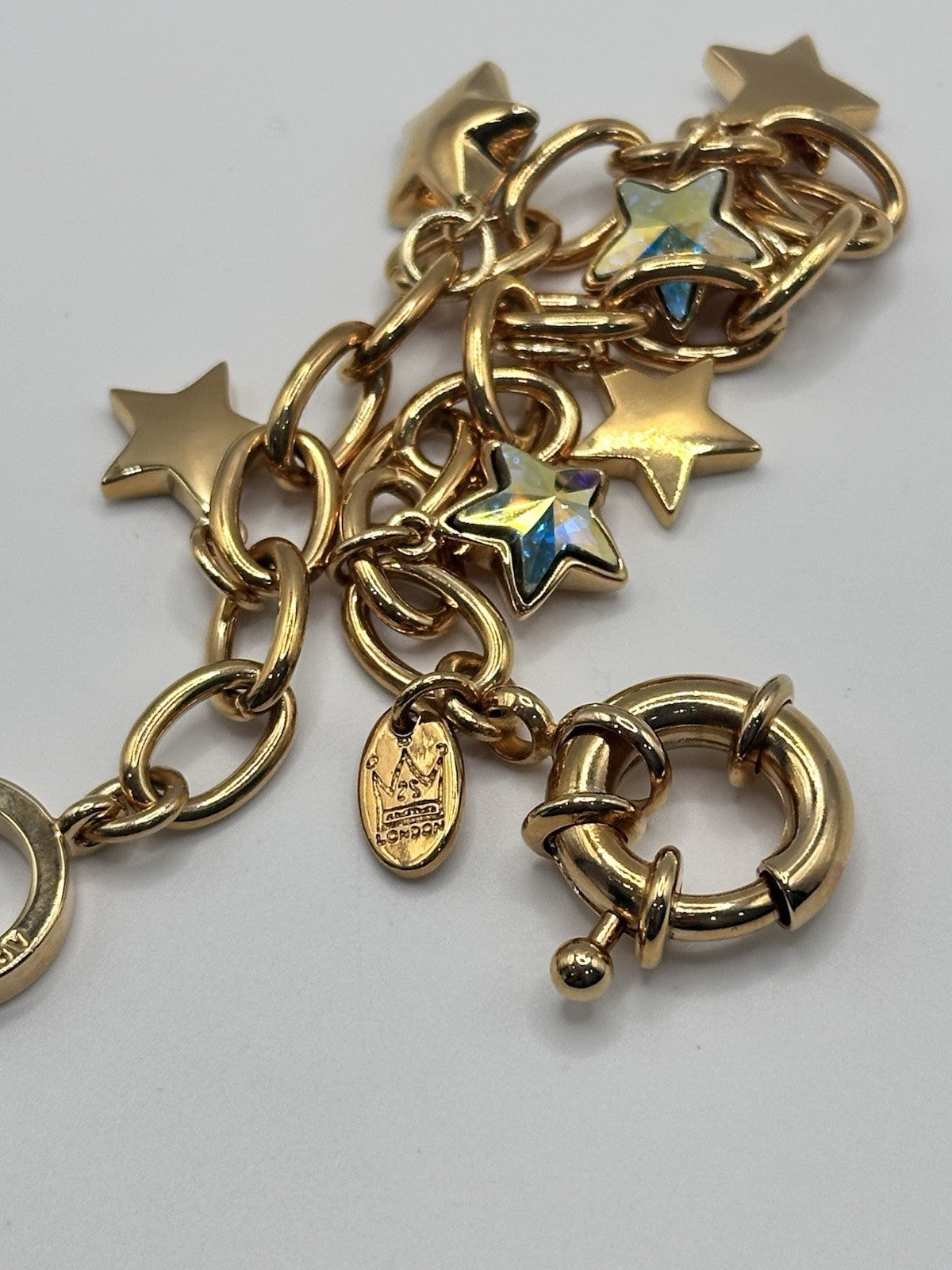 18ct Gold Plated Stars Charm Bracelet Made With Swarovski Crystal