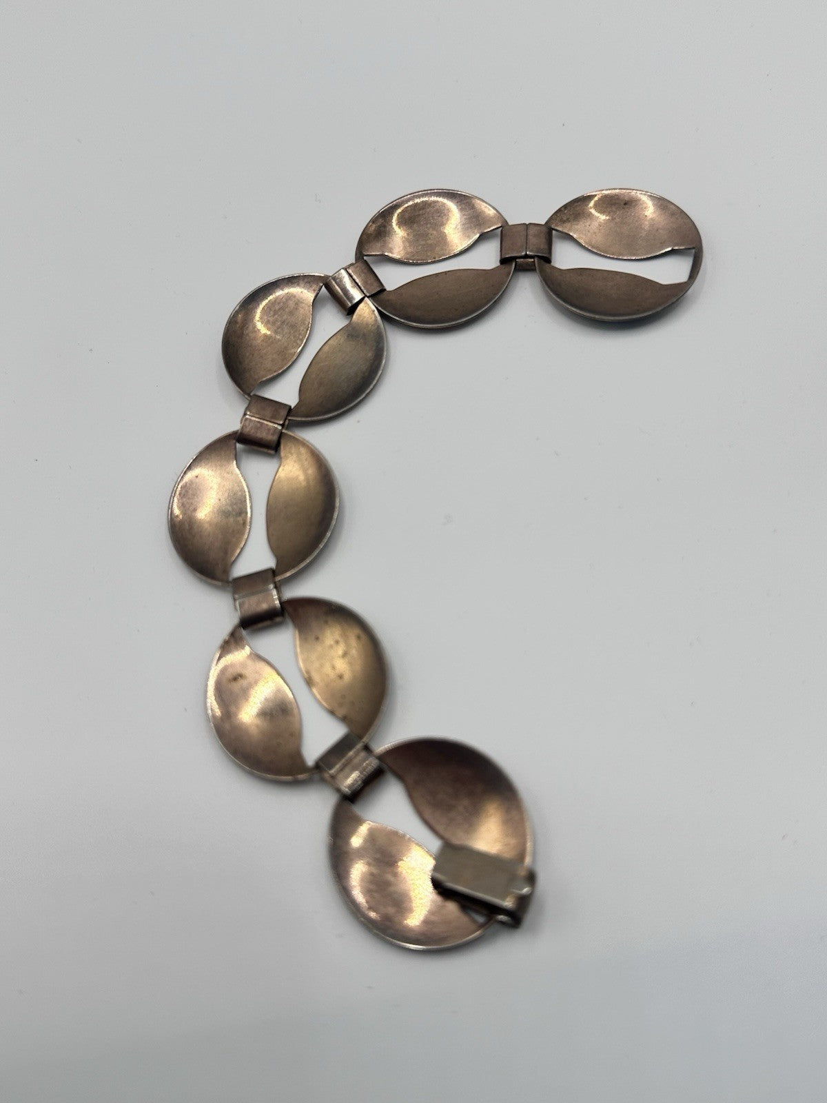 Beautiful Vintage Enamelled Hand Painted Pink Flowers Metal Bracelet