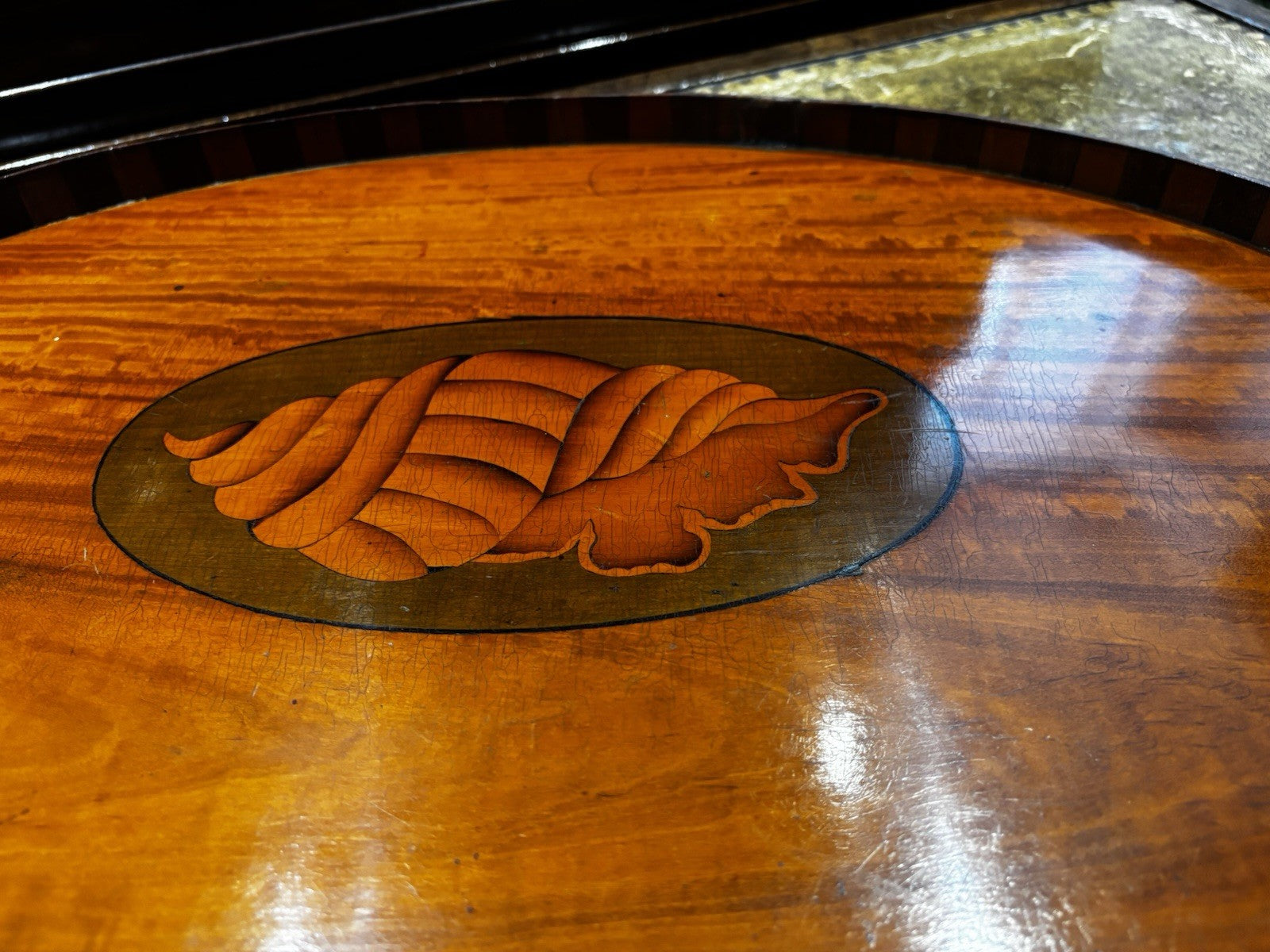 Antique Mahogany Drinks Tray With Marquetry Inlay To Centre.