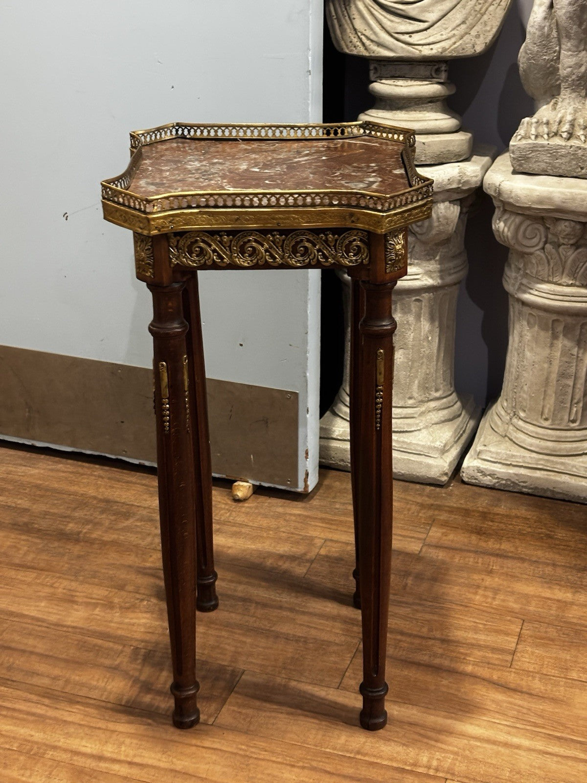 Antique French Marble Top And Decorated With Ormolu Mounts Side Table.