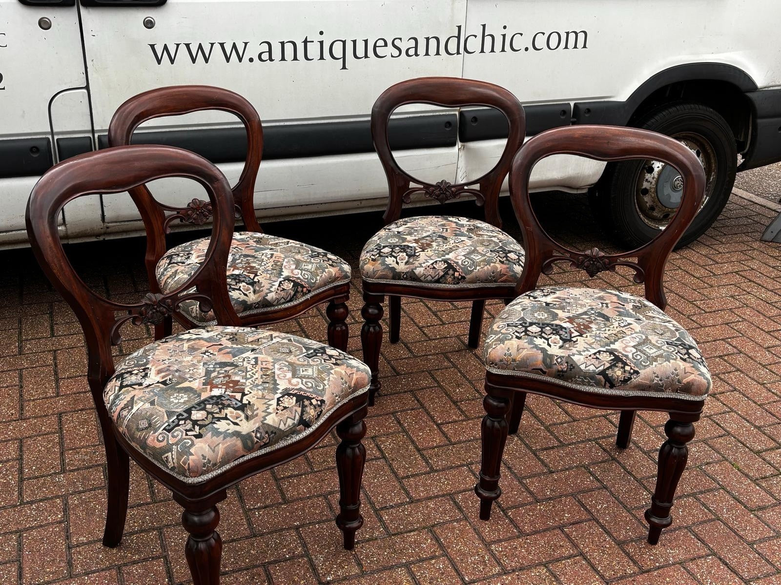 Balloon Back Set Of 4 Mahogany Dining Chairs.