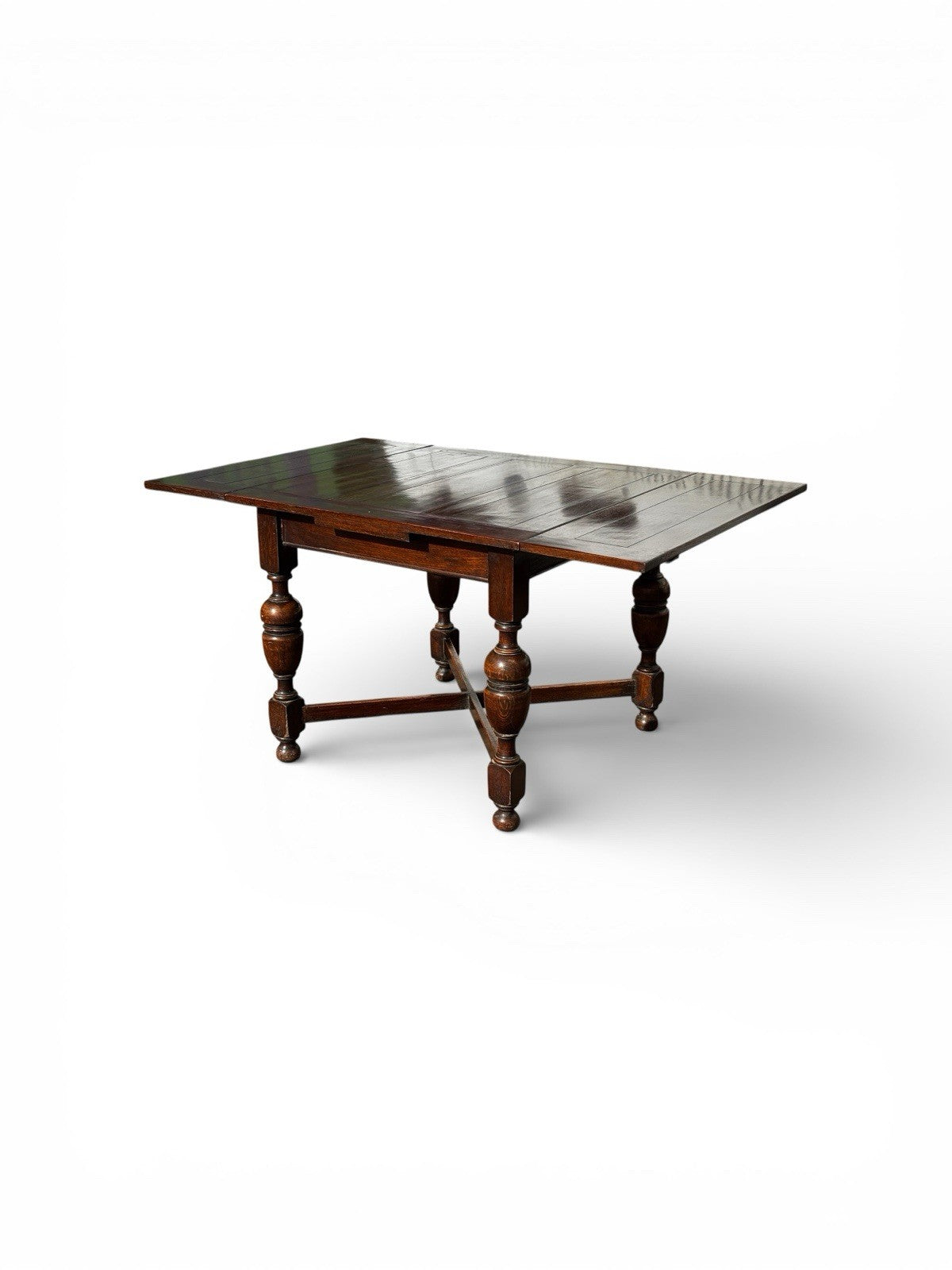1920's Extending Oak Draw Leaf Table & 4 Chairs
