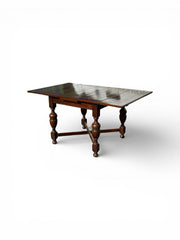 1920's Extending Oak Draw Leaf Table & 4 Chairs