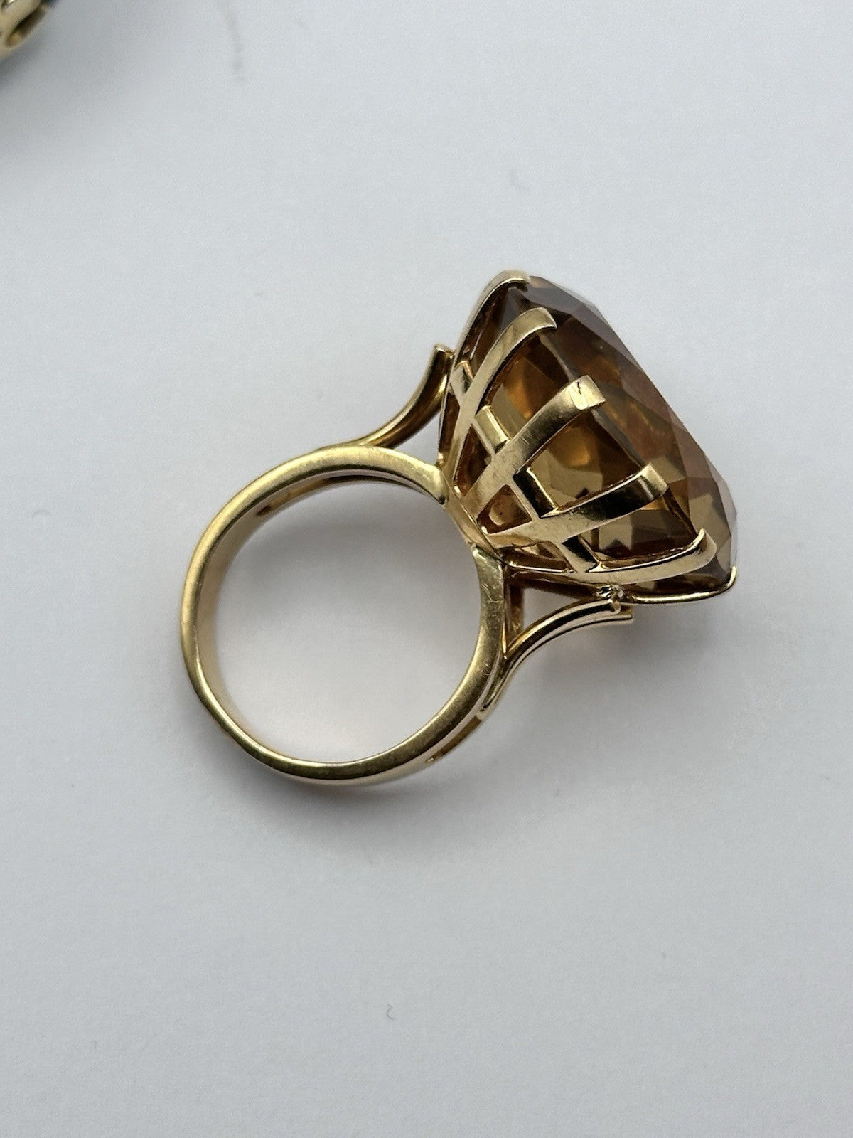 Antique French 18ct Gold Citrine Statement Ring 21.25g