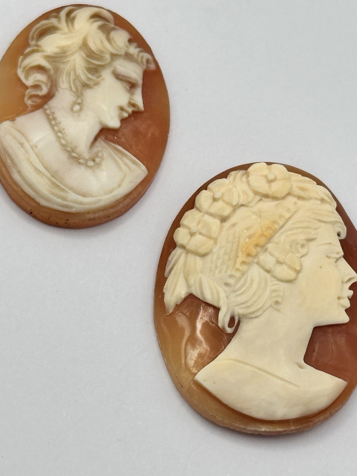 2 Vintage Carved Shell Cameo Unmounted