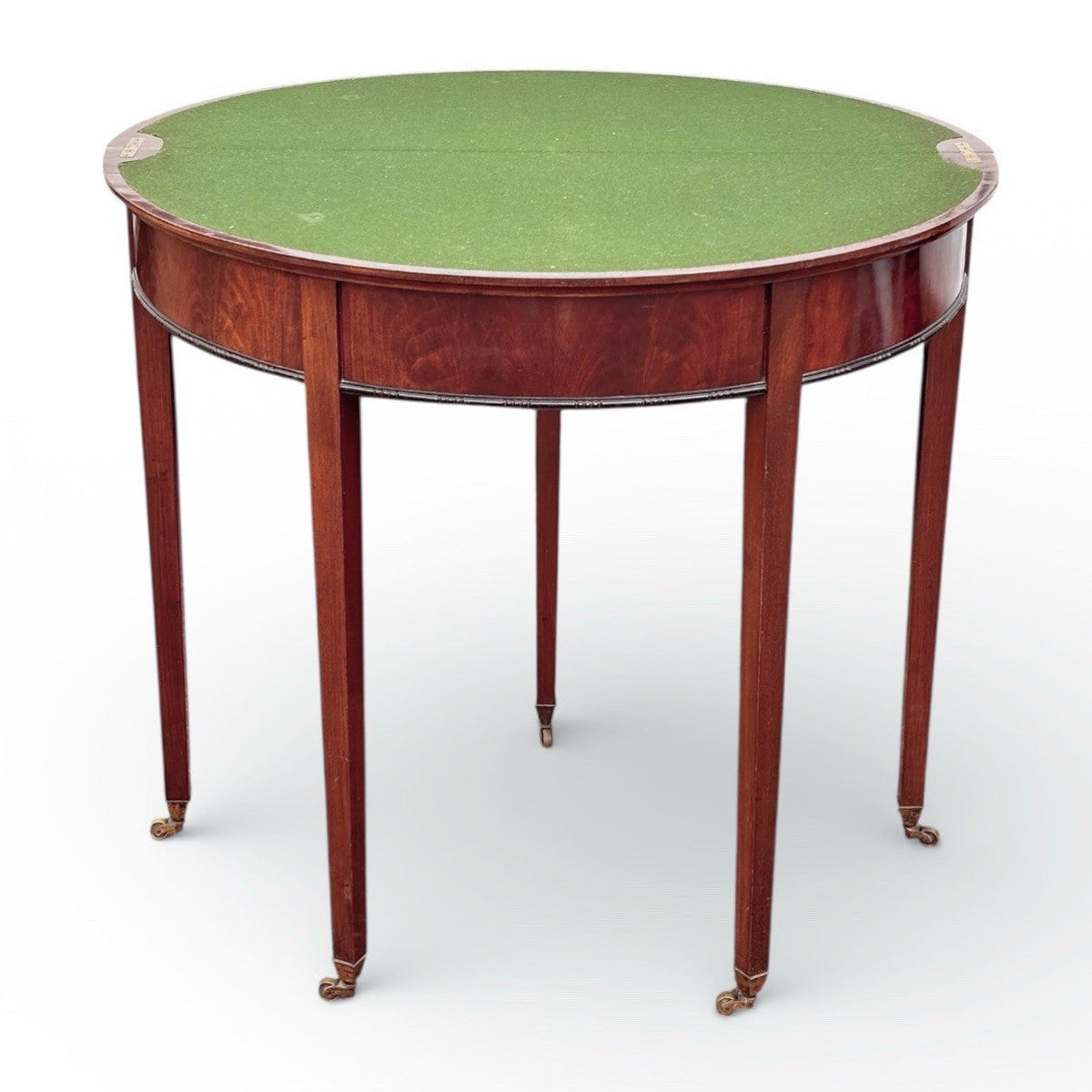 Antique Mahogany Games /  Console Table With Fold Over Lid And Compartment