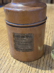 Antique Treen Castor Oil  Bottle Holder With Bottle. All Original