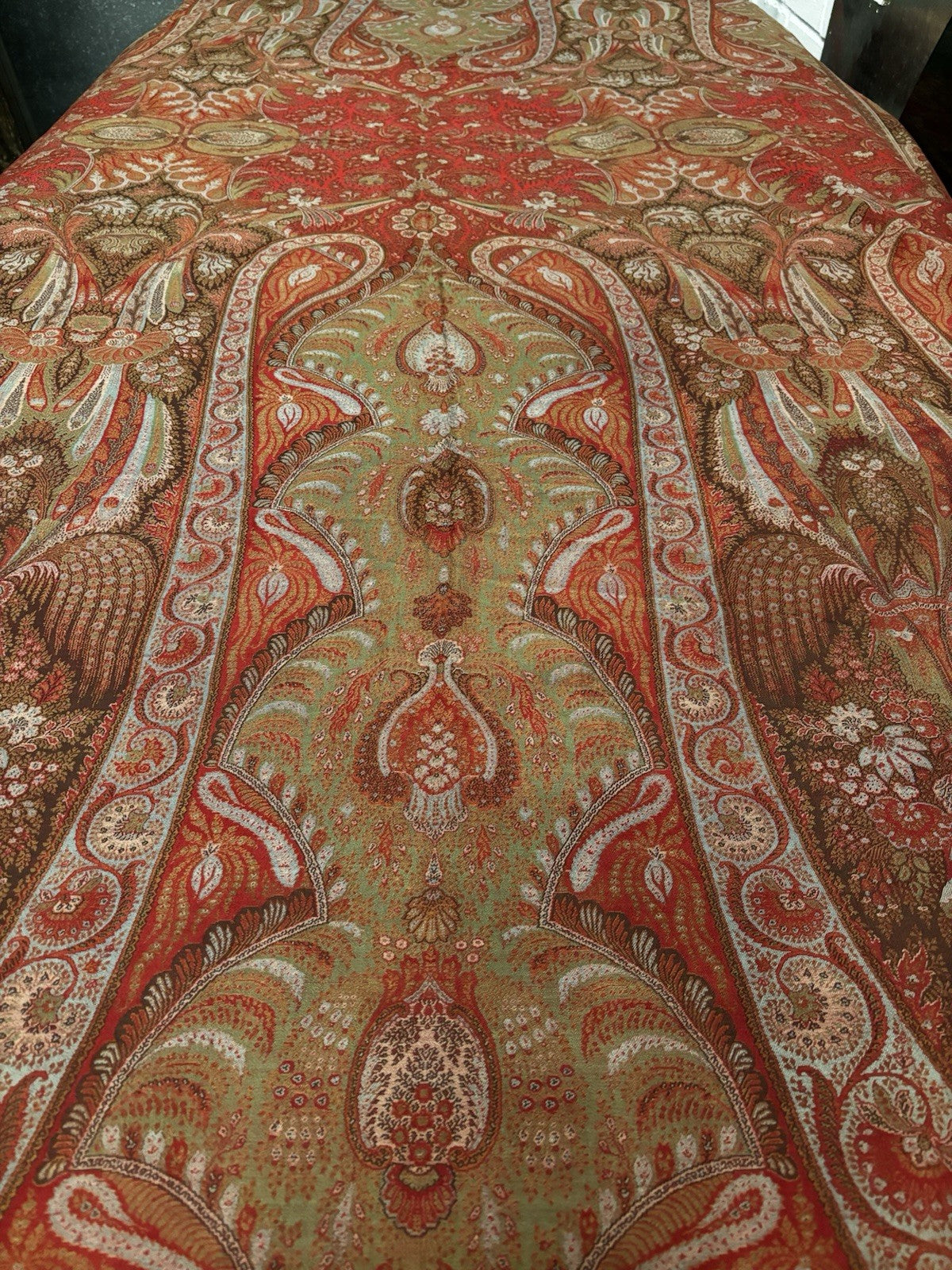 Antique Paisley Textile Table Cloth, Shawl, Table Runner. V Large :- 330x158 Cms