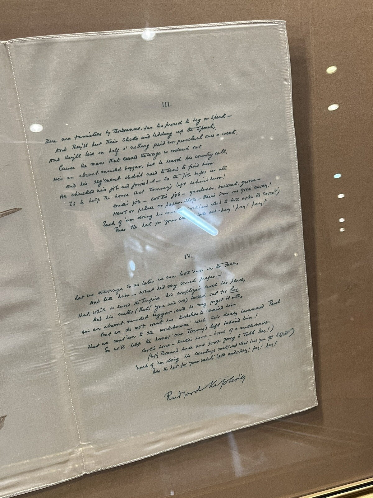 2 ORIGINAL Framed Silk Souvenir From Garrick Theatre, Rudyard Kipling 1899.