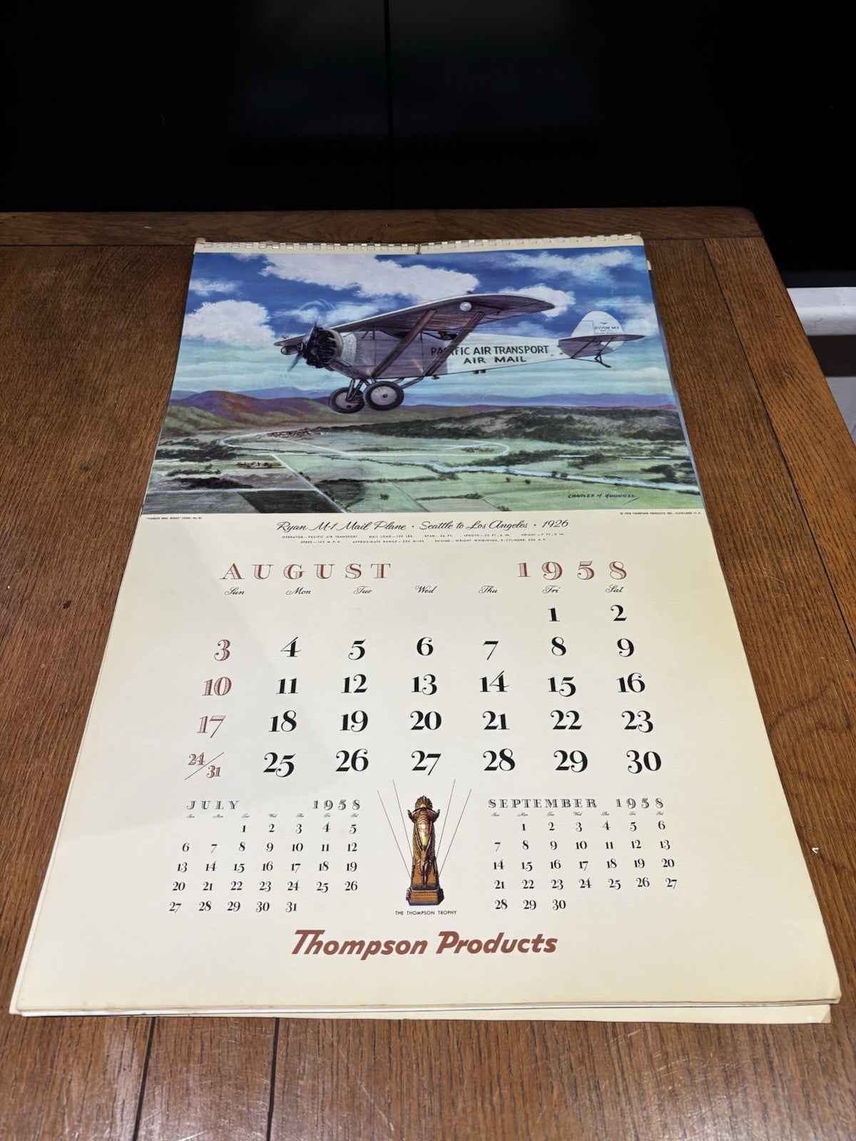 1958 Large Thomson Products Inc Pioneer Mail Wings 66 X 42 Cms