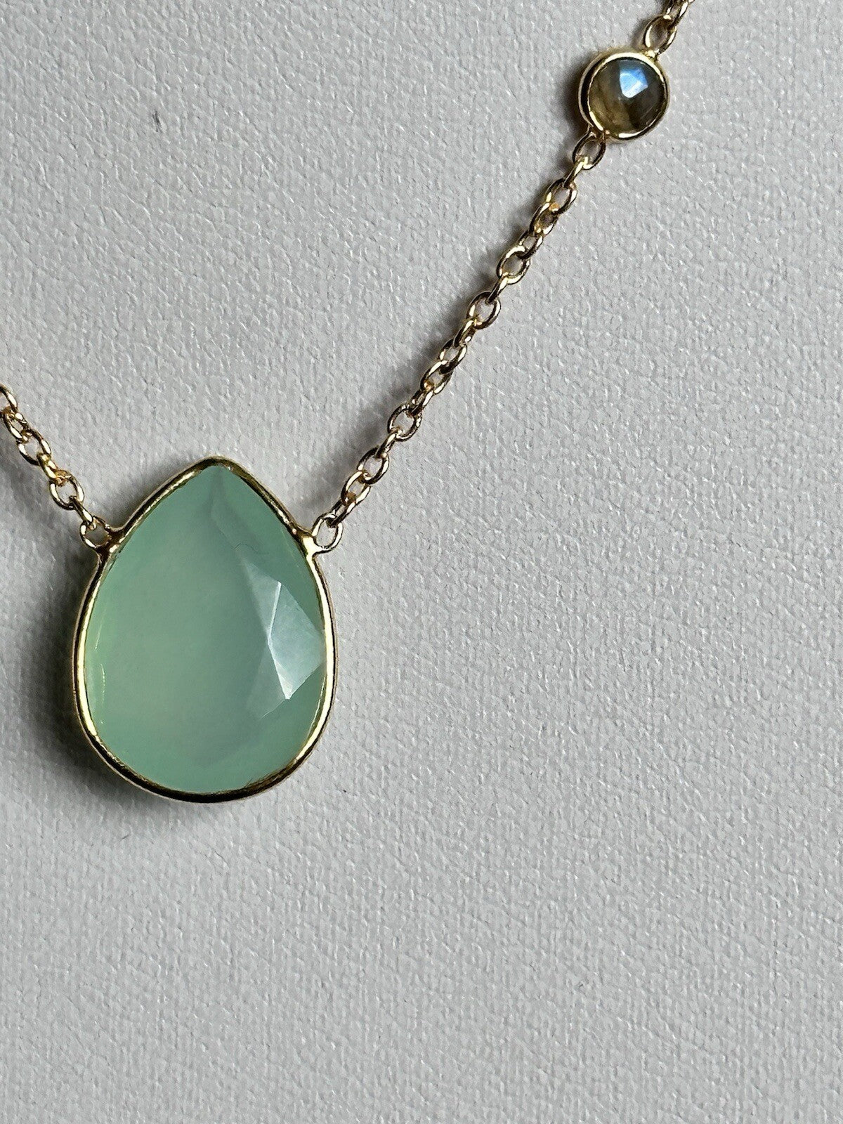 18k Gold Vermeil Plated On 925 Silver Chalcedony And Labradorite Necklace