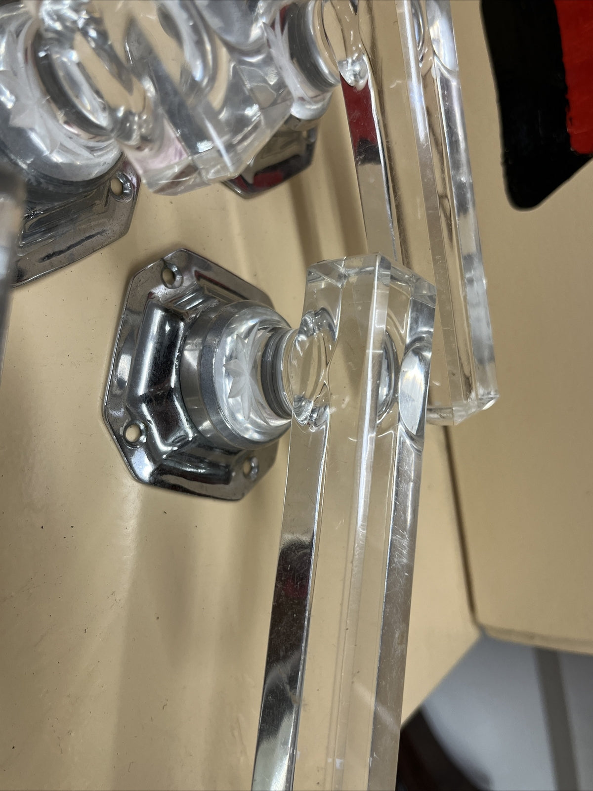 4 Chrome & Plastic Door Handles