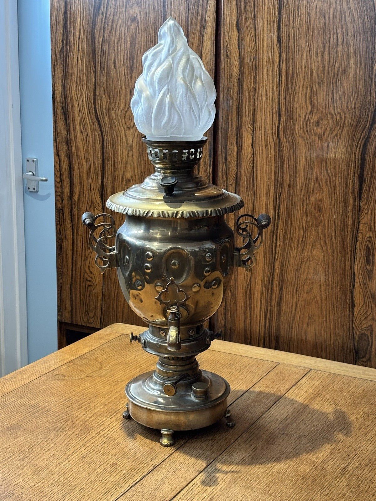 Antique Brass Oil Lamp Converted From An Old Samovar.